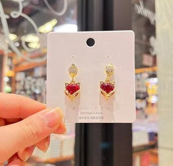 Red Opal Drop Earring